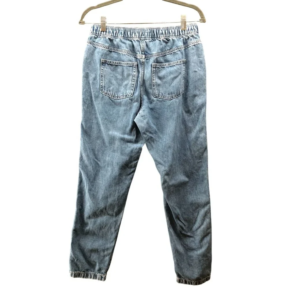 Crewcuts Girls Size 16 Denim Drawstring Pants Blue Pull On Jeans Straight Cotton
